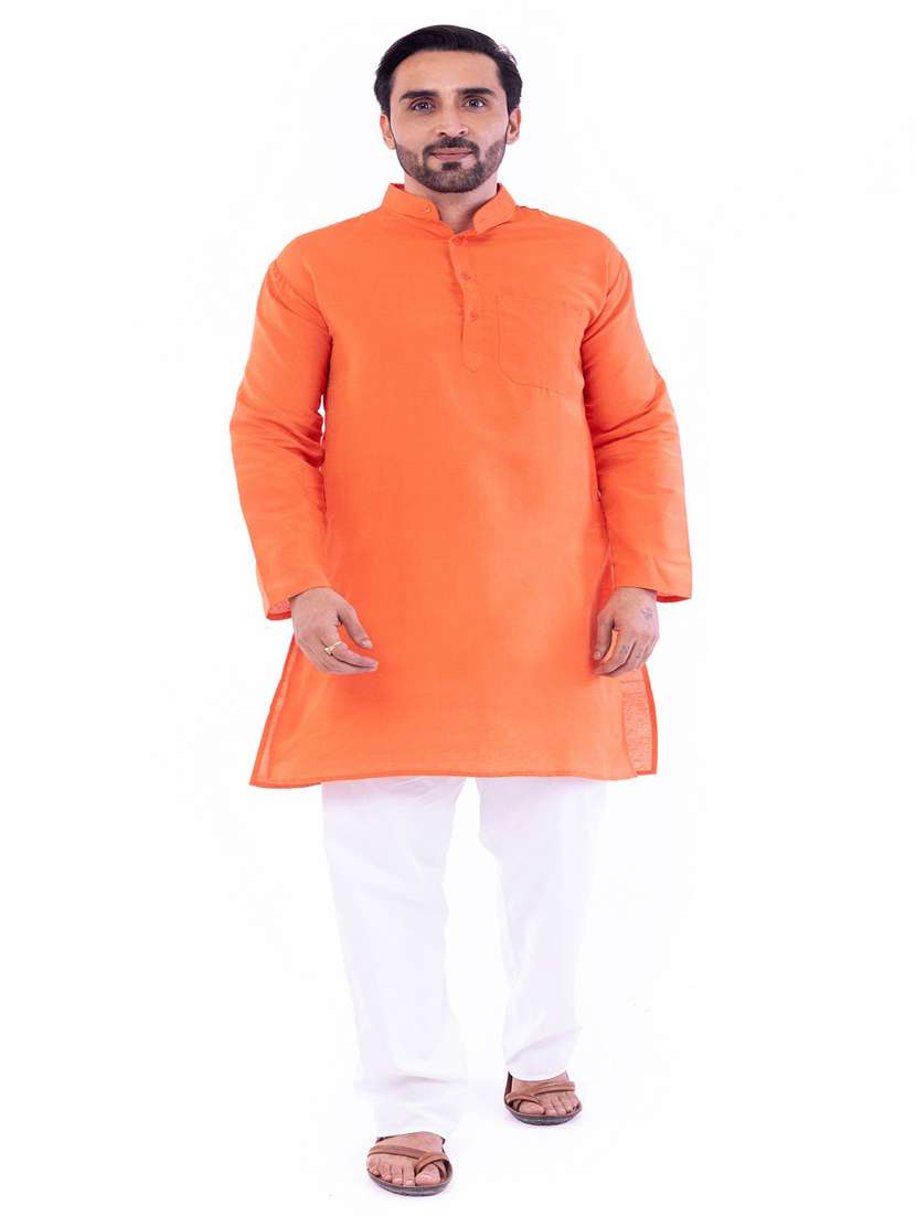 Men Pack Of 2 Solid Mandarin Neck Kurtav - 22589420 -  Standard Image - 3