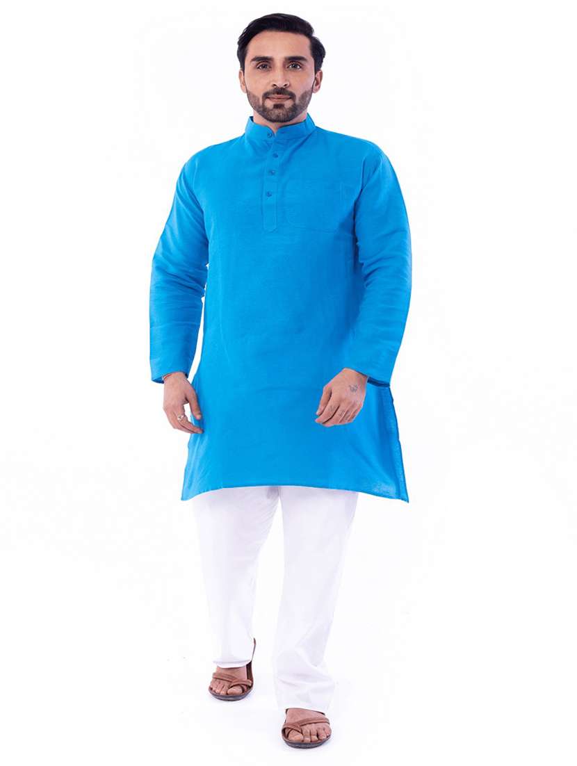 Men Pack Of 2 Solid Mandarin Neck Kurta - 22589422 -  Standard Image - 3