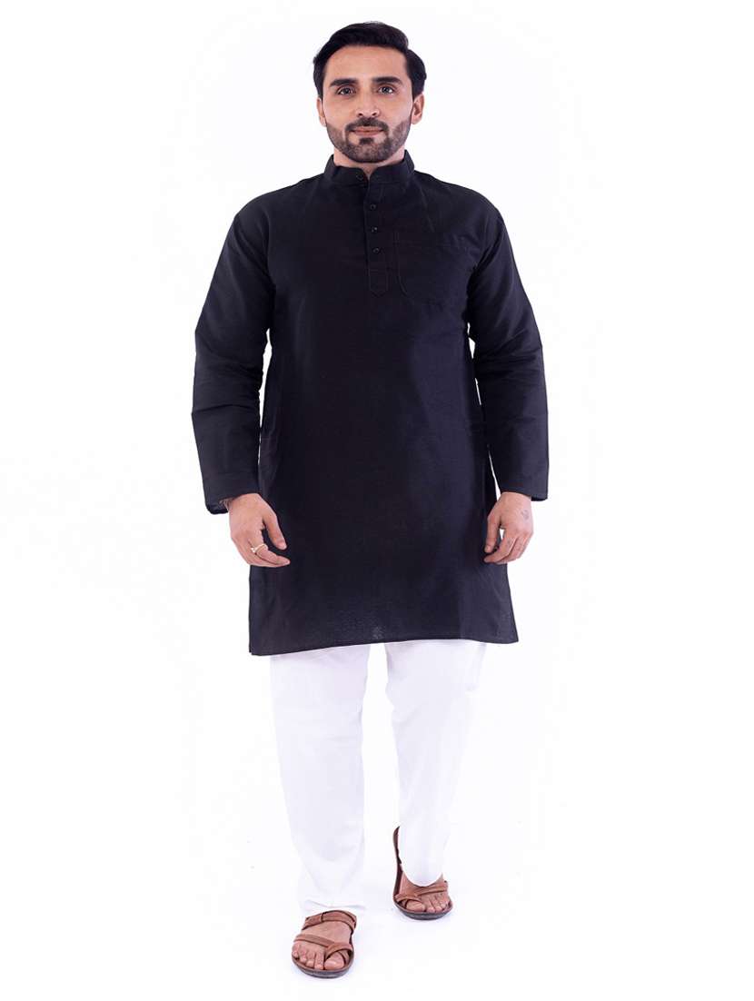 Men Pack Of 2 Solid Mandarin Neck Kurta - 22589423 -  Standard Image - 3