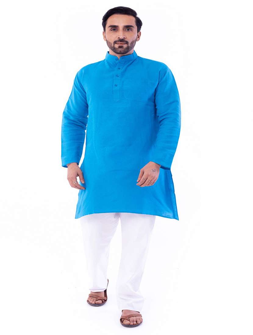 Men Pack Of 2 Solid Mandarin Neck Kurta - 22589428 -  Standard Image - 3