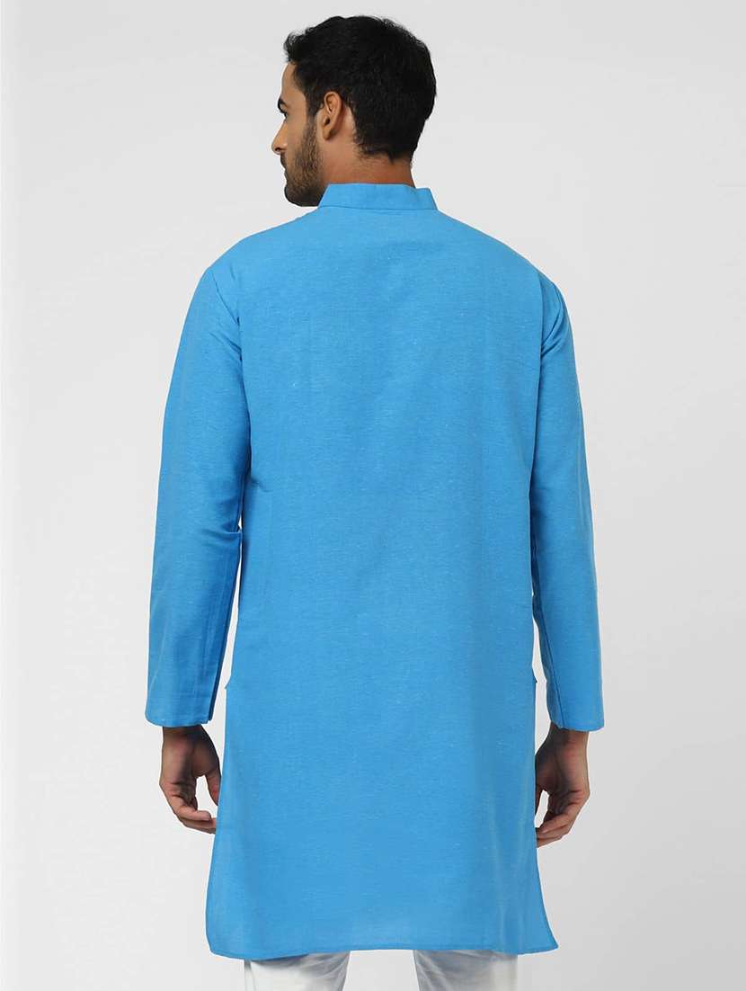 Men Solid Mandarin Neck Kurta - 22589516 -  Standard Image - 3