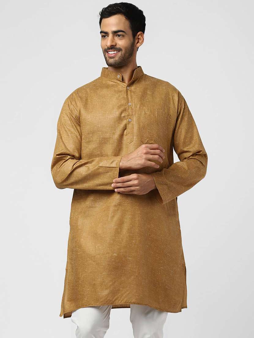 men self design mandarin neck long kurta