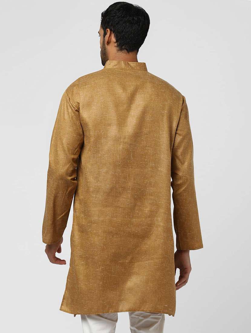 men self design mandarin neck long kurta - 22589519 -  Standard Image - 3