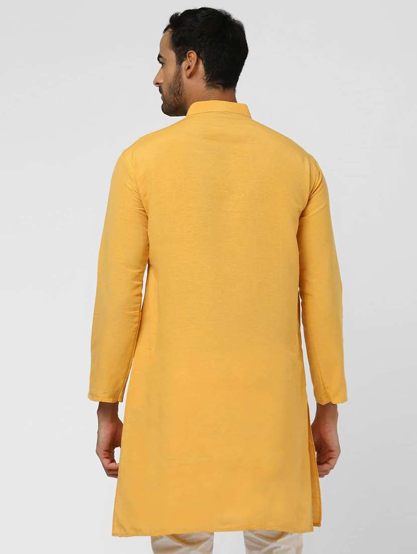 Men Solid Mandarin Neck Long Kurta - 22589525 -  Standard Image - 3