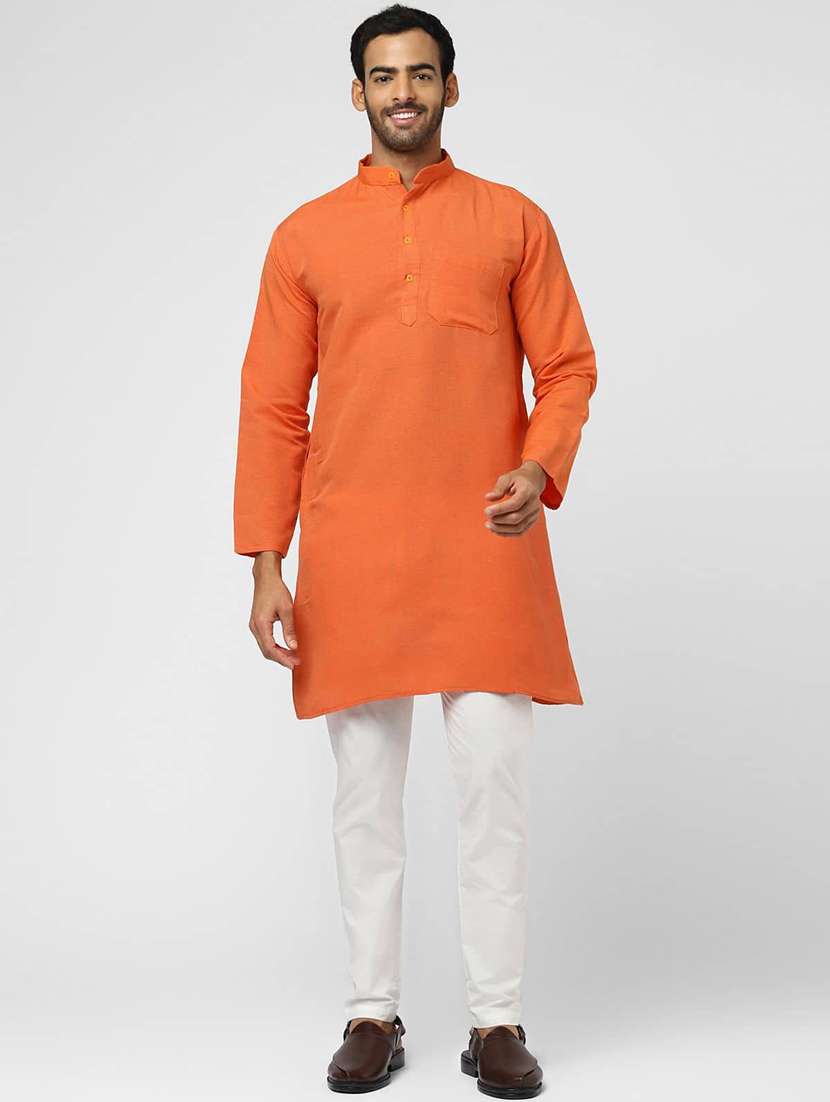 men solid mandarin neck long kurta - 22589530 -  Standard Image - 3