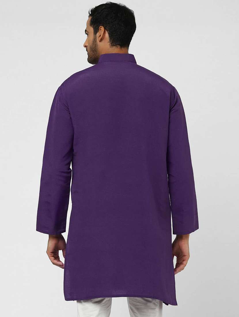 Men Solid Mandarin Neck Long Kurta - 22589538 -  Standard Image - 3