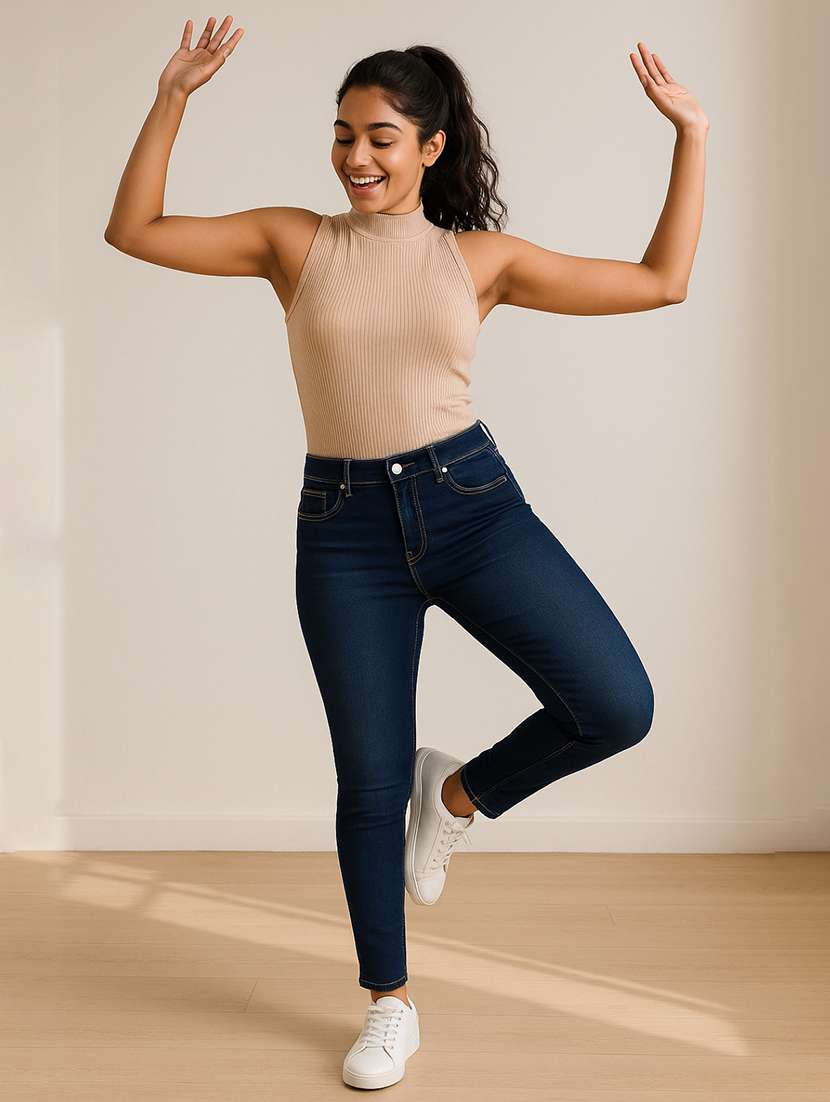 women washed mid rise skinny jeans