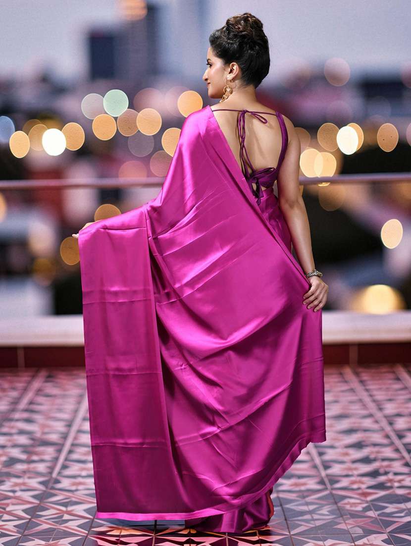 women solid plain saree - 22589667 -  Standard Image - 3
