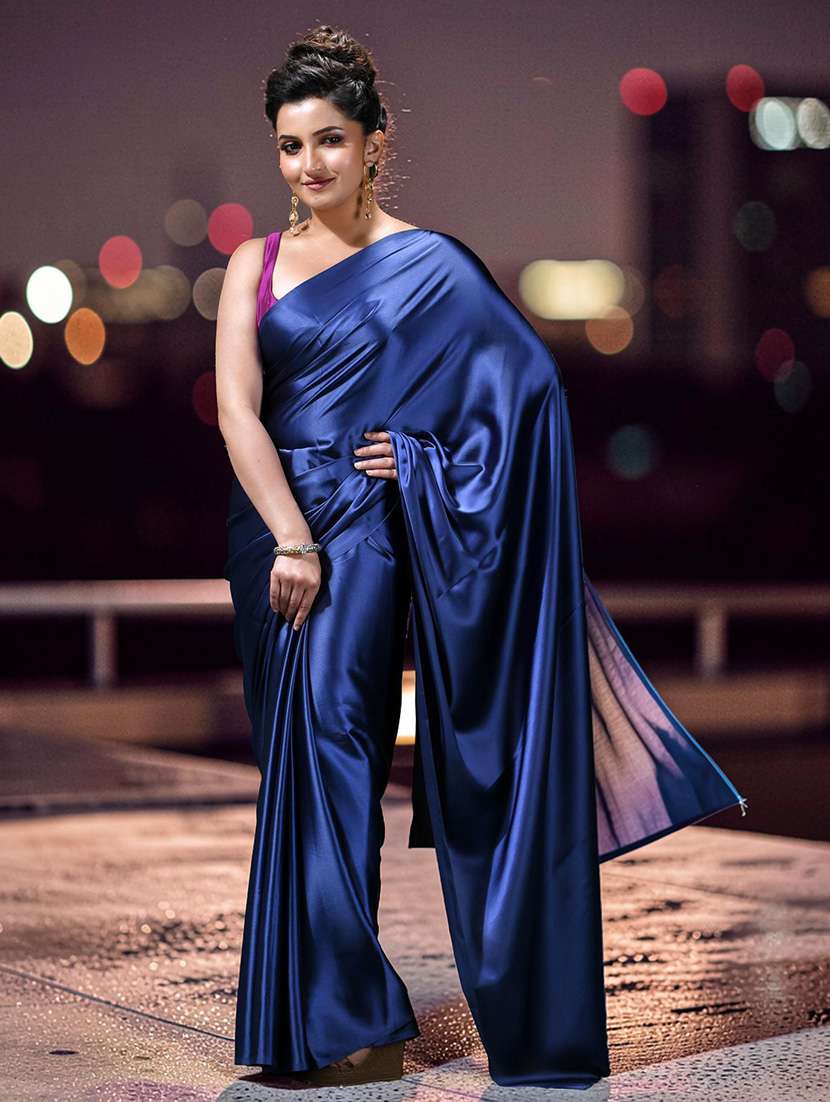 women solid plain saree