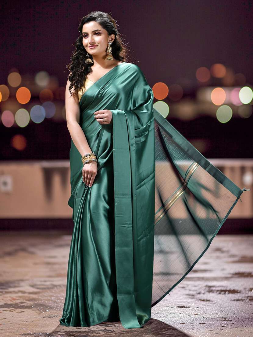 women solid plain saree
