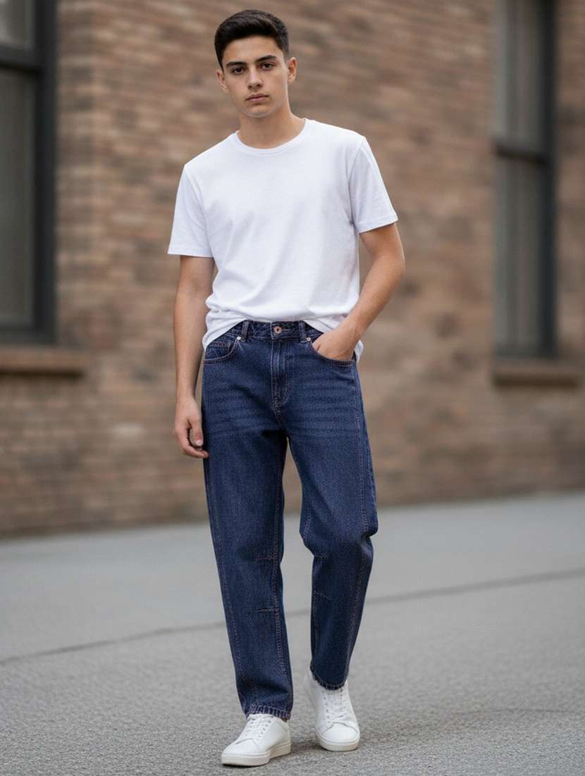 boys washed mid rise straight jeans