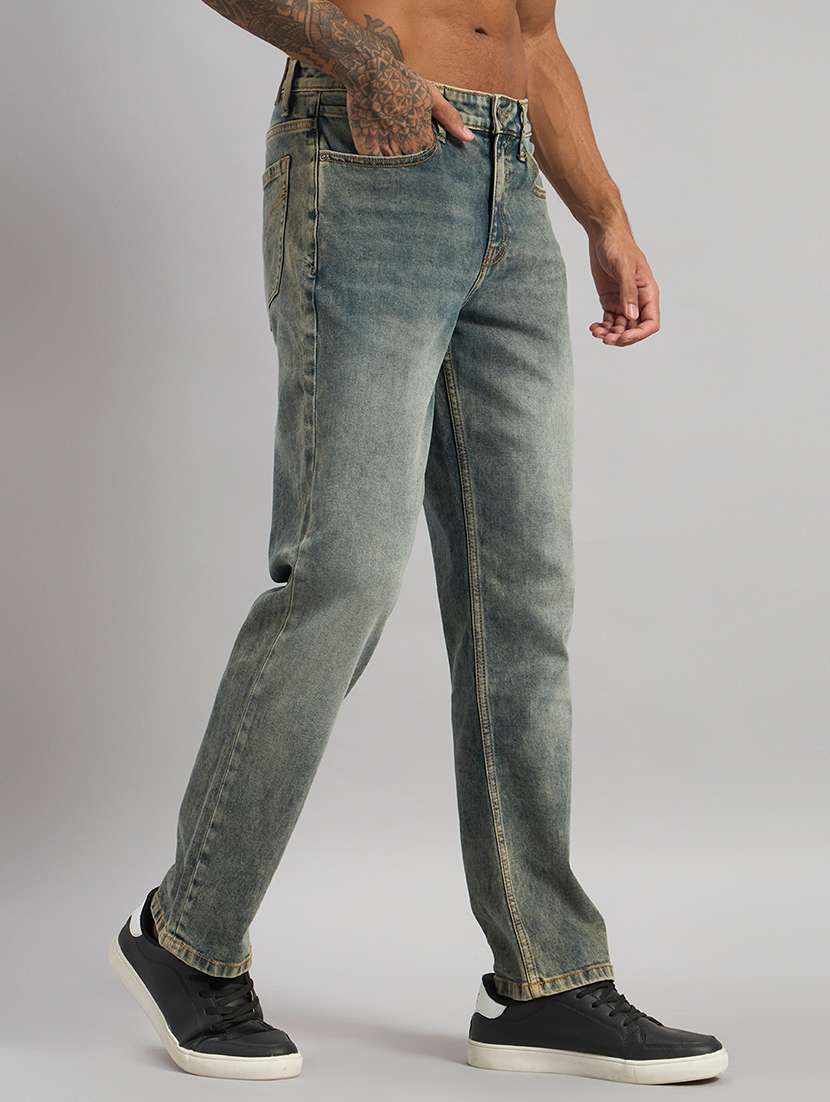 men washed mid rise full length straight jeans - 22589883 -  Standard Image - 3
