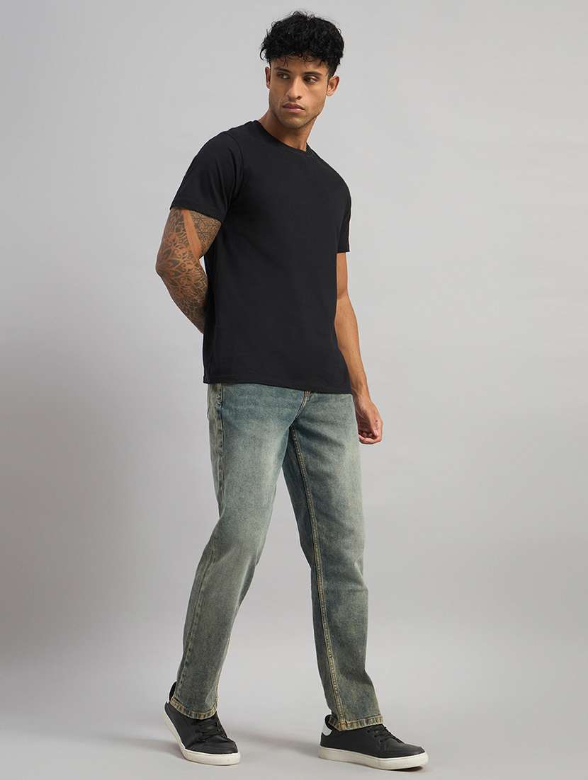 men washed mid rise full length straight jeans - 22589883 -  Standard Image - 5