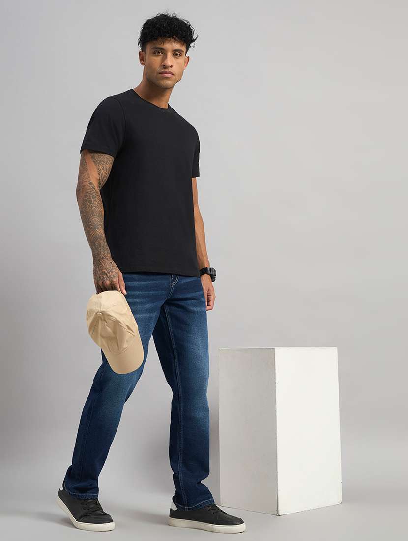 Men Washed Mid Rise Full Length Straight Jeans - 22589884 -  Standard Image - 5