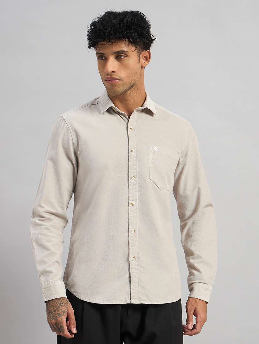 men solid long sleeve regular fit casual shirt