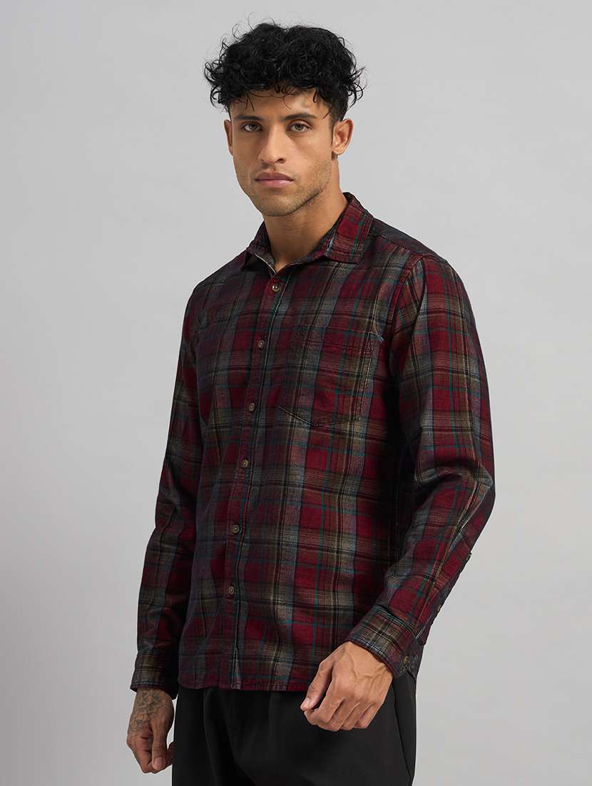 men checkered long sleeve regular fit casual shirt - 22589893 -  Standard Image - 3
