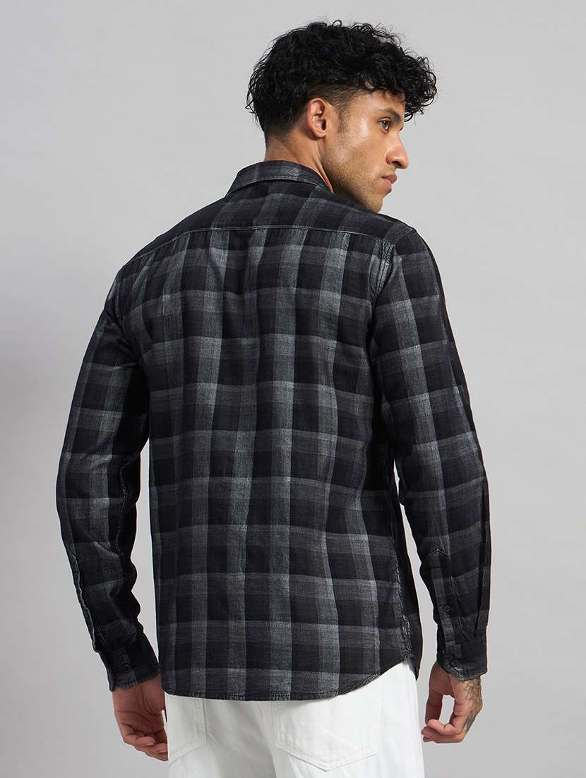 men checkered long sleeve regular fit casual shirt - 22589894 -  Standard Image - 3