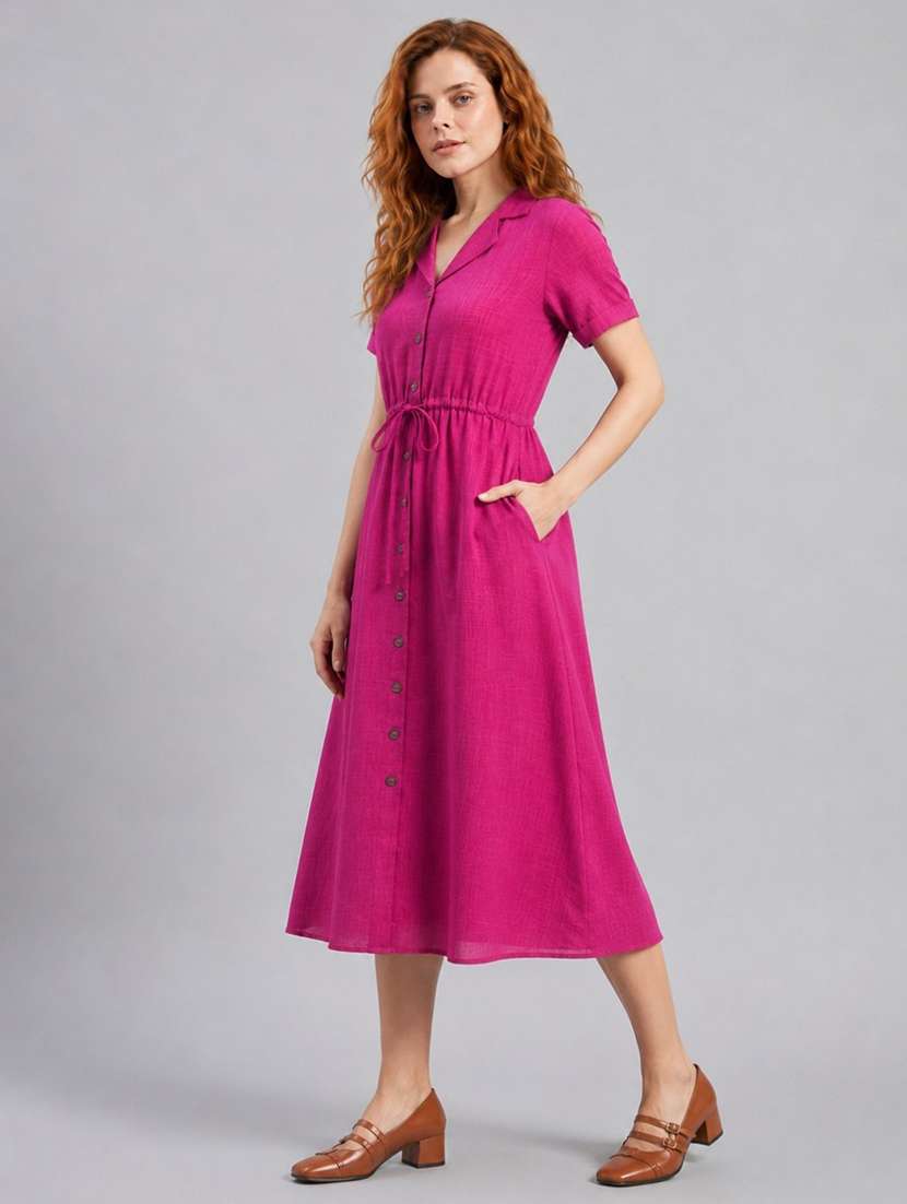 women self design short sleeves a-line dress - 22589944 -  Standard Image - 3