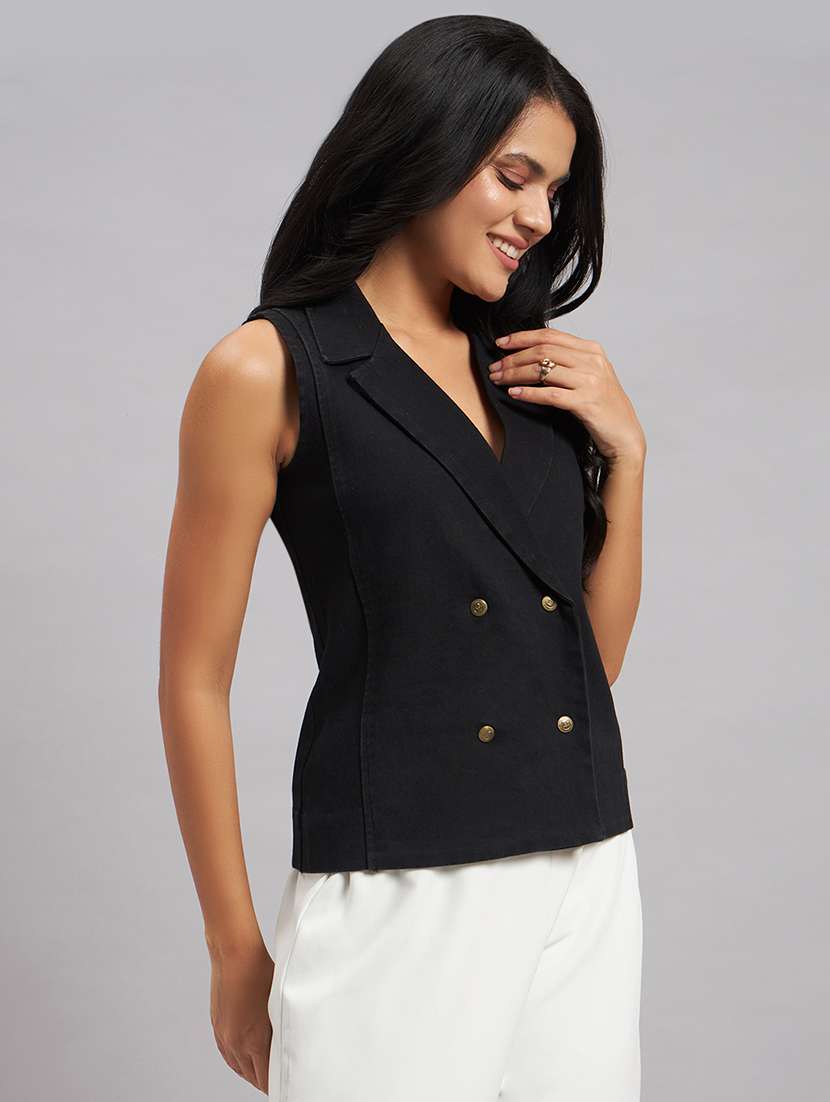 women solid sleeveless vest top - 22589946 -  Standard Image - 3