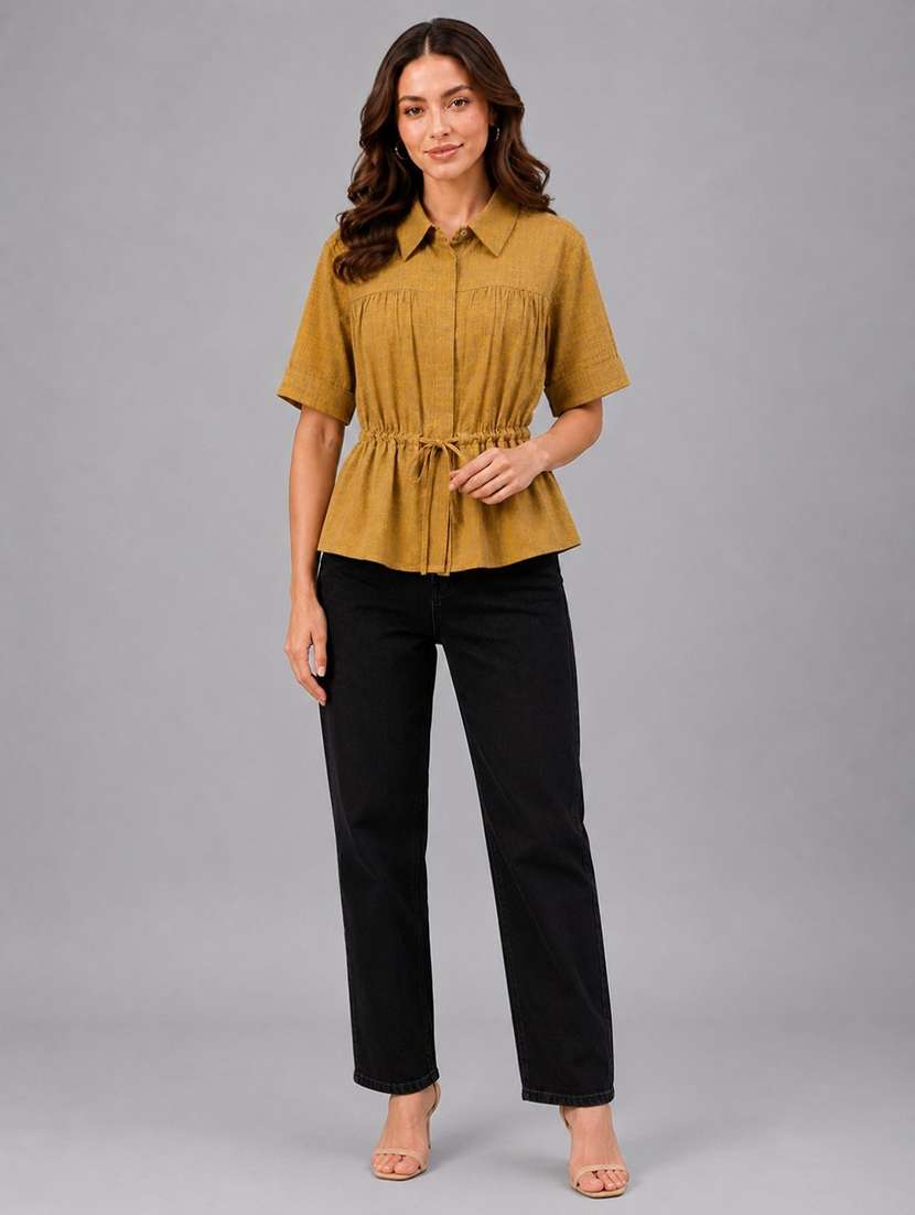 women solid short sleeves regular top - 22589965 -  Standard Image - 5