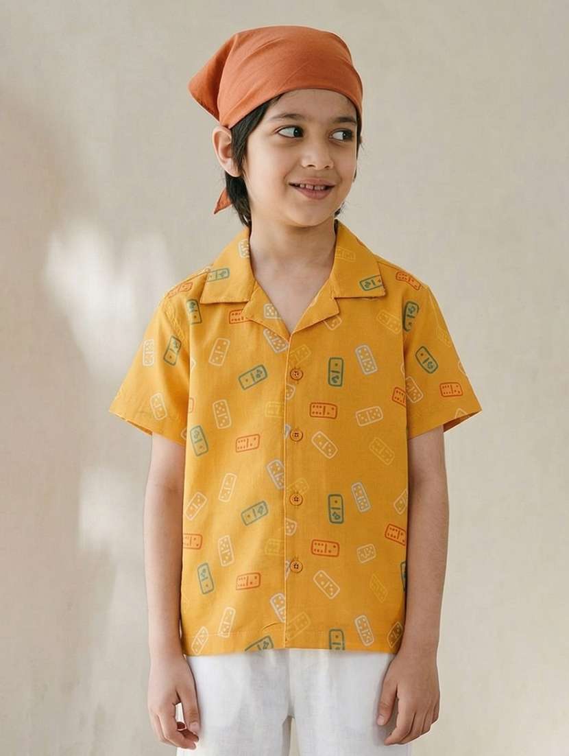 boys printed short sleeves regular fit shirt