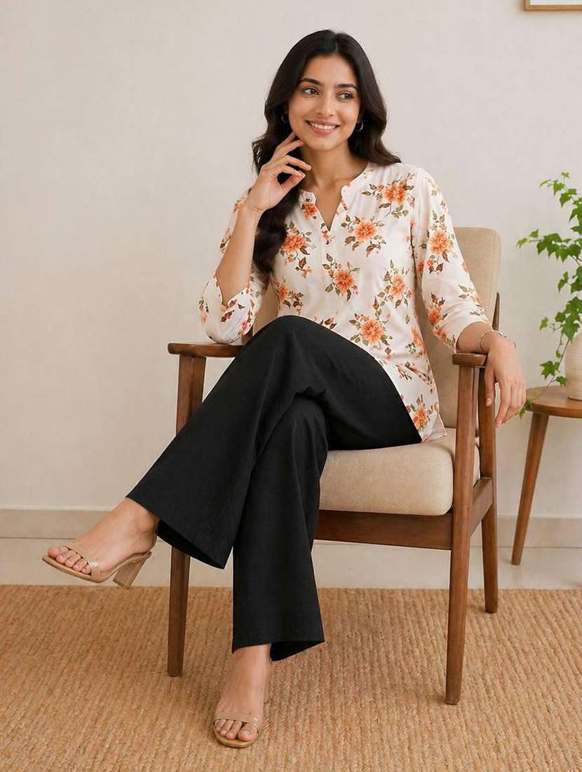 Women Printed Three Quarter Sleeve Ethnic Co-ord Set - 22590101 -  Standard Image - 3