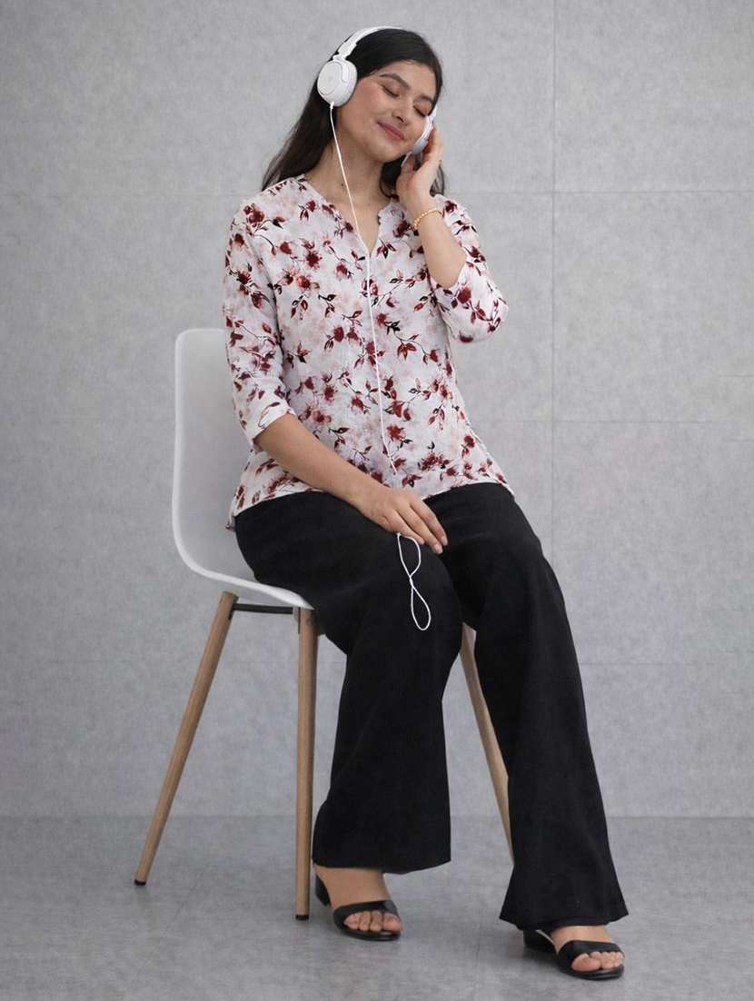 women printed three quarter sleeve ethnic co-ord set