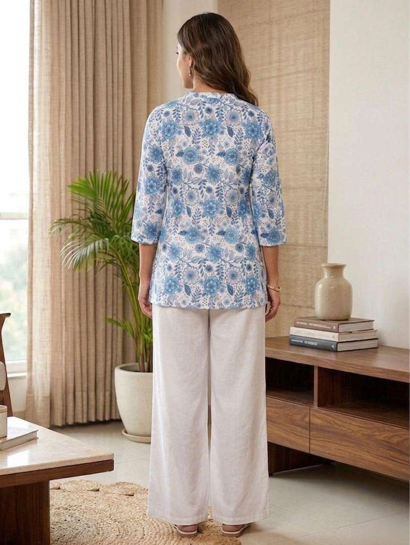 women printed three quarter sleeve ethnic co-ord set - 22590145 -  Standard Image - 3