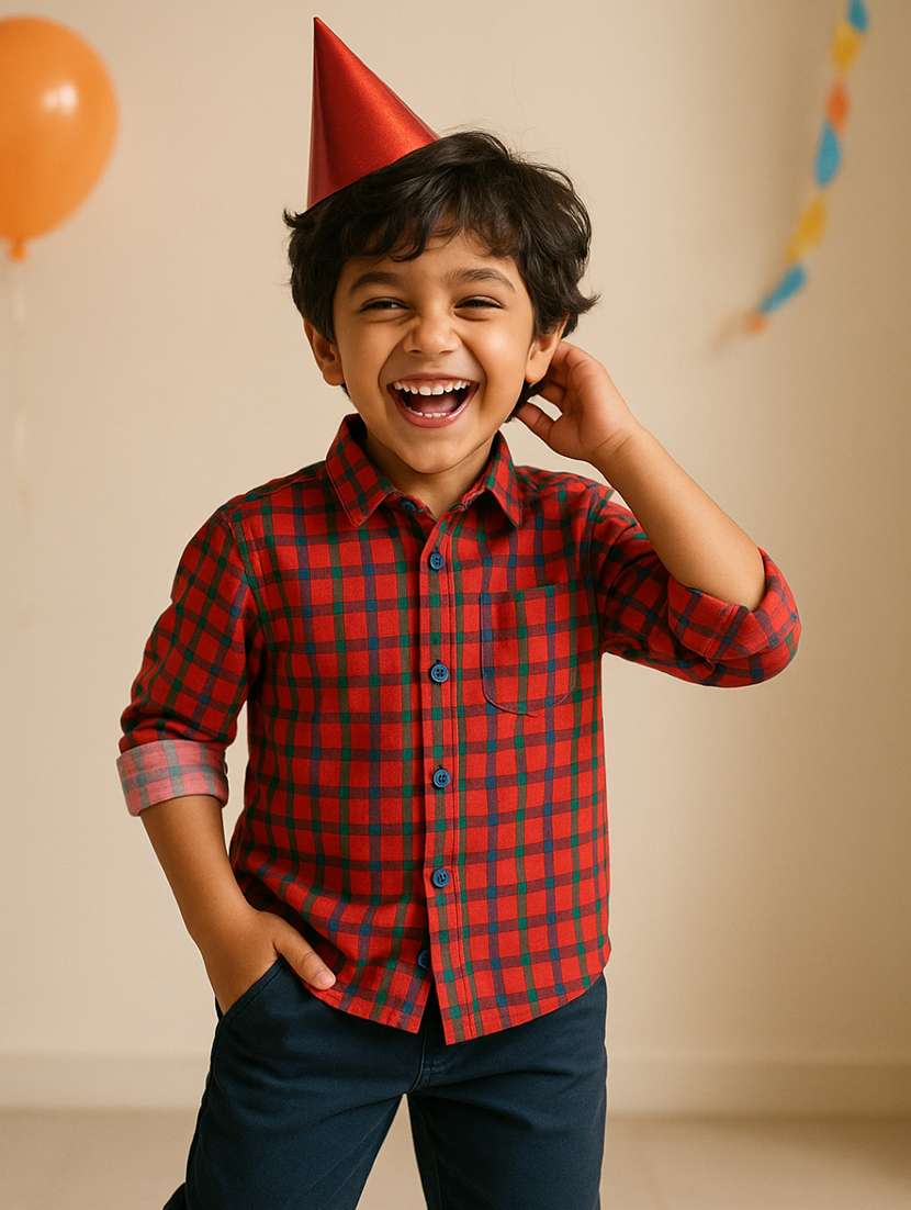 boys printed long sleeves regular fit shirt
