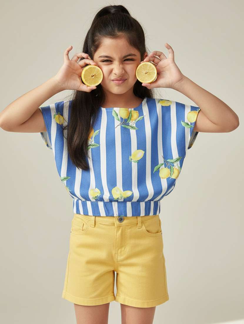 girls printed kimono sleeves regular fit top