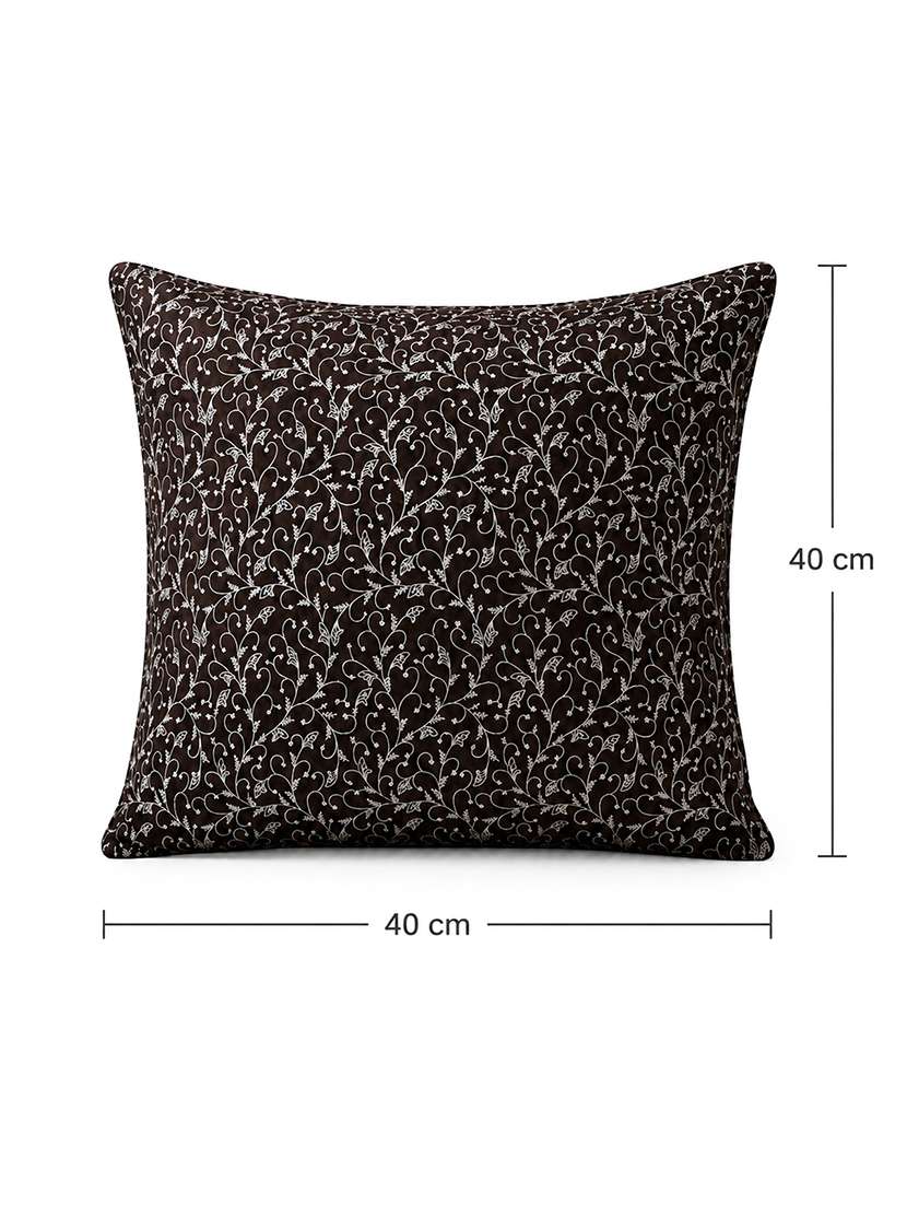 set of 2 decorative throw pillow cover, brown with gold geometric pattern, modern design 16x16inh - 22590200 -  Standard Image - 3