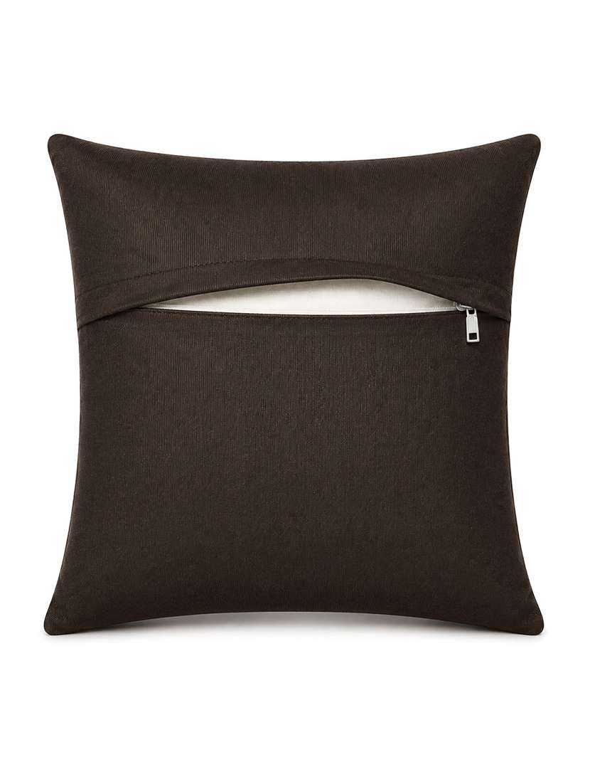 set of 2 decorative throw pillow cover, brown with gold geometric pattern, modern design 16x16inh - 22590200 -  Standard Image - 5