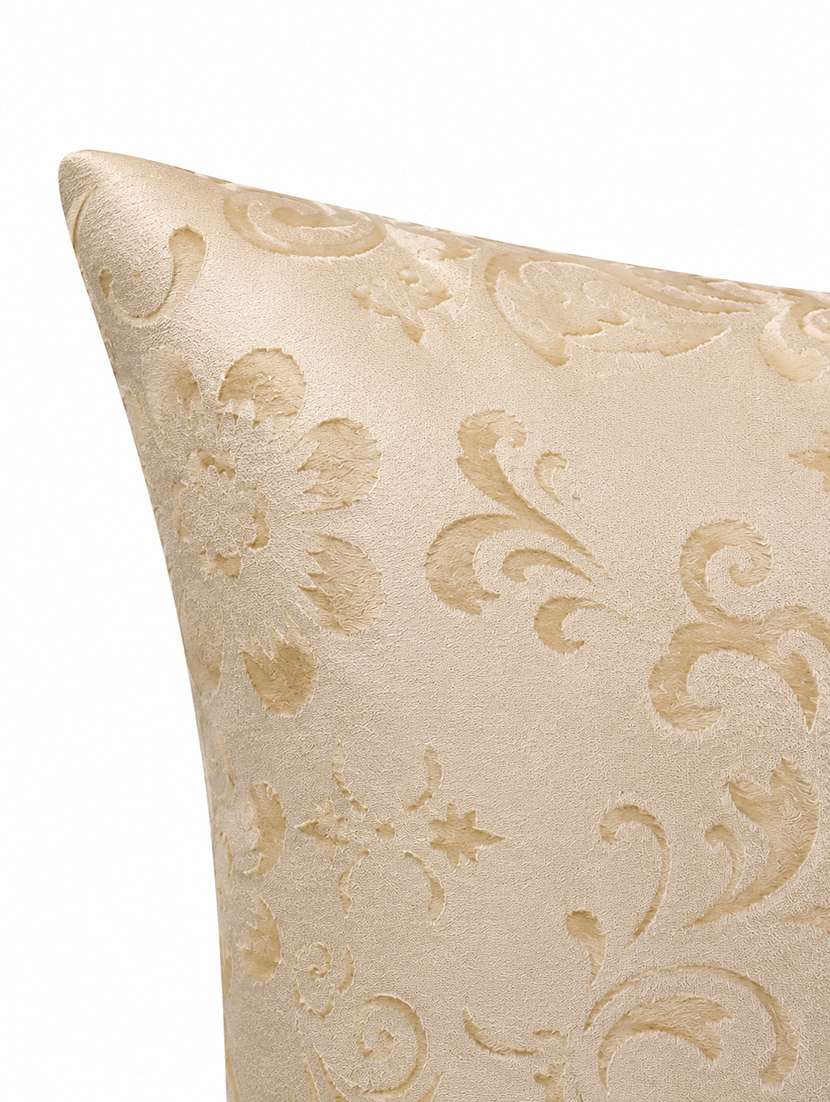 set of 2 decorative throw pillow cover, floral embossed pattern, champagne gold, satin finish 16x16 inh - 22590202 -  Standard Image - 3