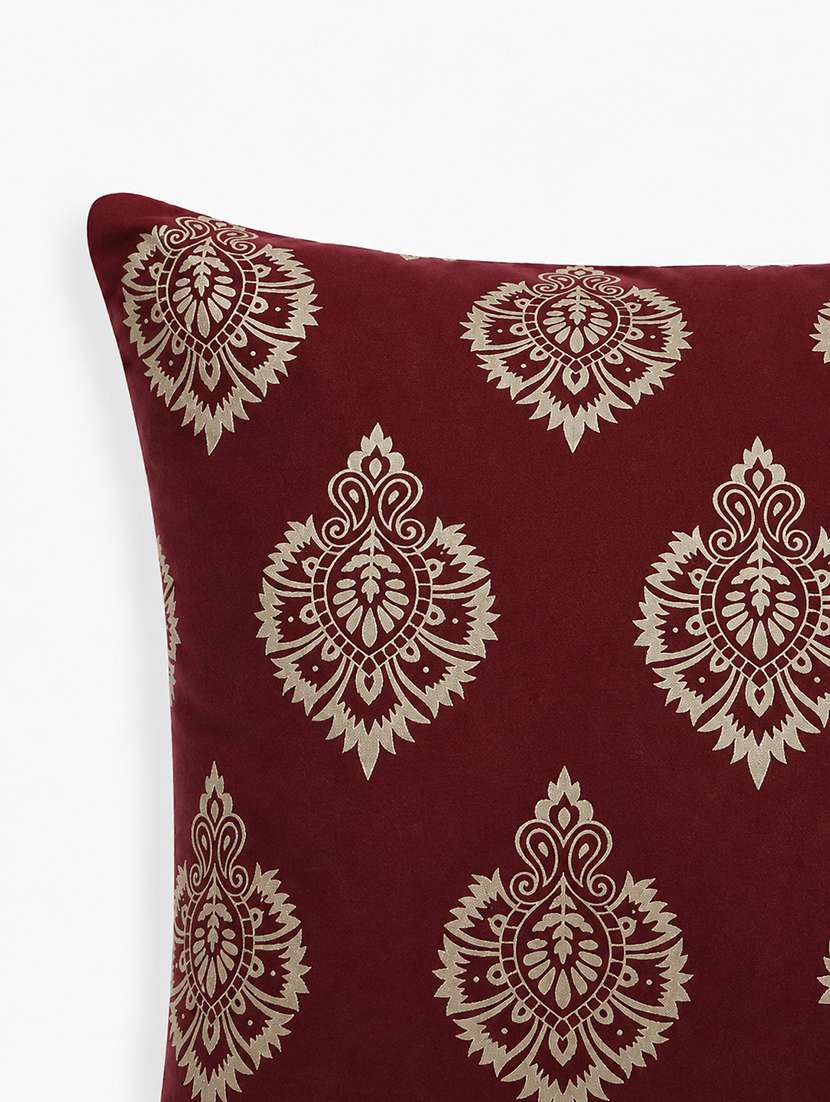 Set Of 5 Decorative Throw Pillow Cover, Brown With Damask Pattern, Silver Medallion Print 16x16 Inh - 22590209 -  Standard Image - 3
