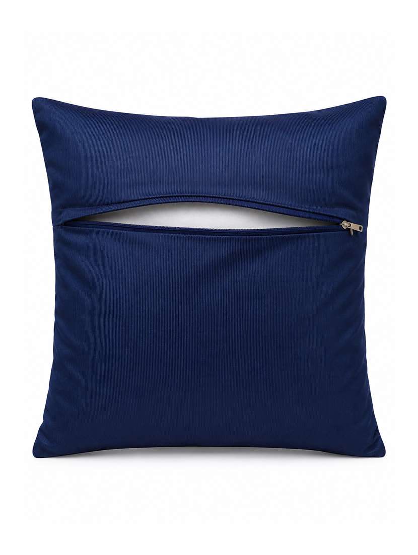 Set Of 5 Decorative Throw Pillow Cover, Navy Blue With Silver Floral Pattern 16x16inh - 22590210 -  Standard Image - 5