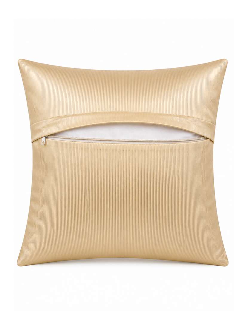 Set Of 5 Decorative Throw Pillow Cover, Floral Embossed Pattern, Champagne Gold, Satin Finish 16x16 Inh - 22590214 -  Standard Image - 5