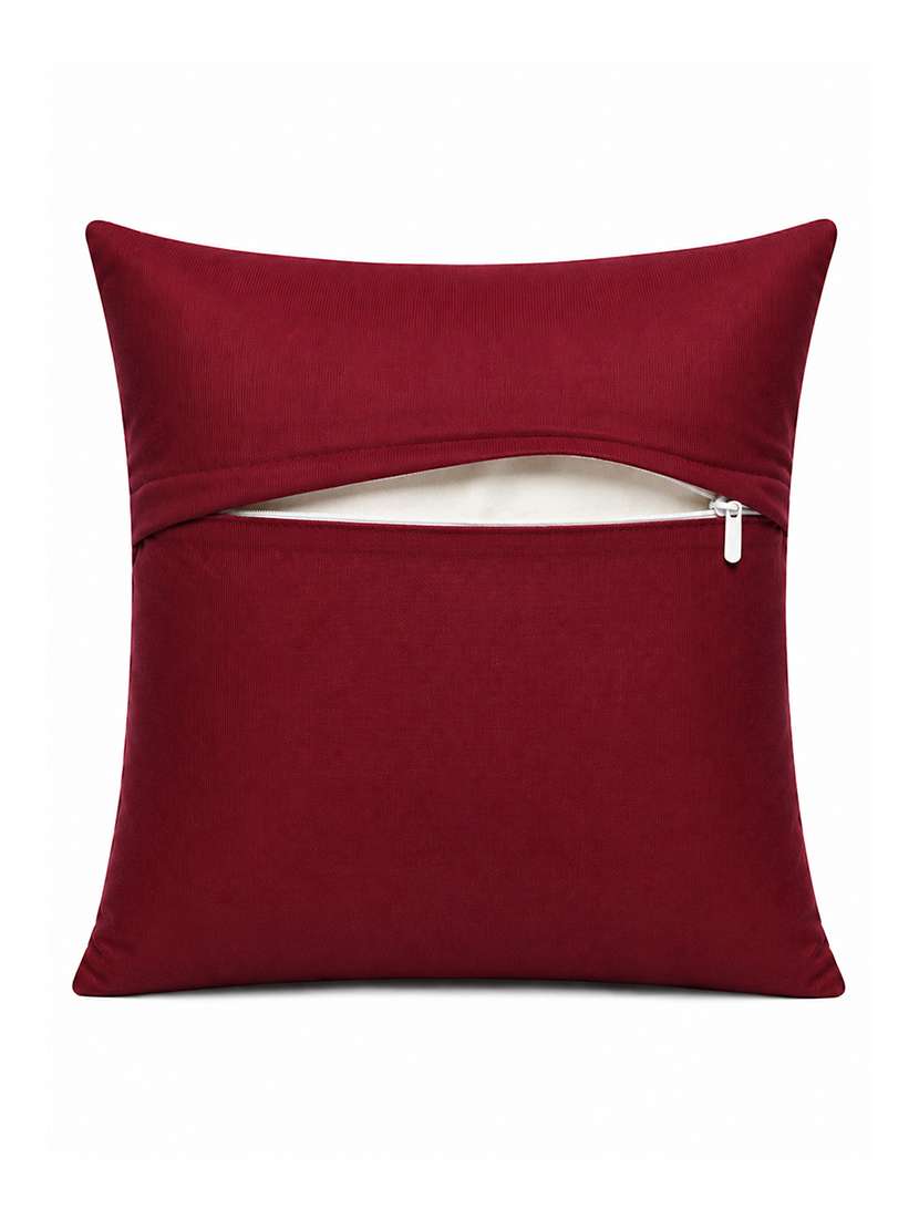 set of 2 quilted velvet decorative throw pillow cover, burgundy, diamond pattern 16x16inh - 22590220 -  Standard Image - 5