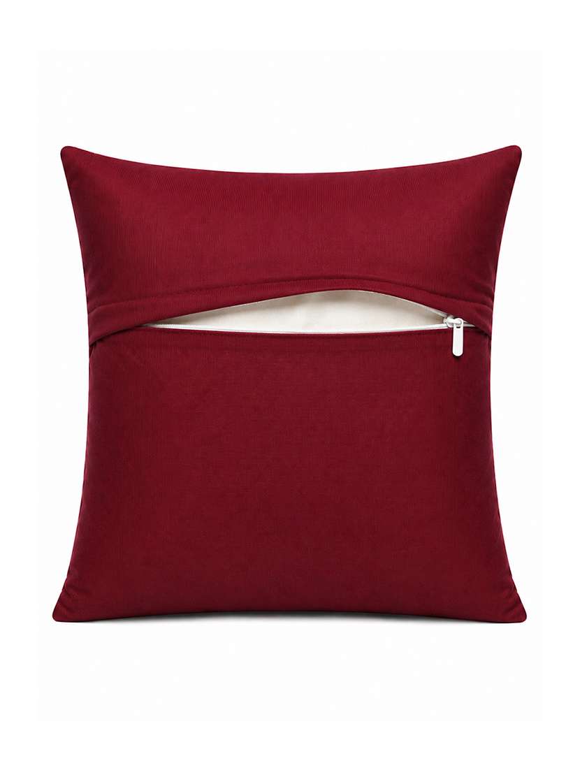 set of 5 quilted velvet decorative throw pillow cover, burgundy, diamond pattern 16x16inh - 22590221 -  Standard Image - 5