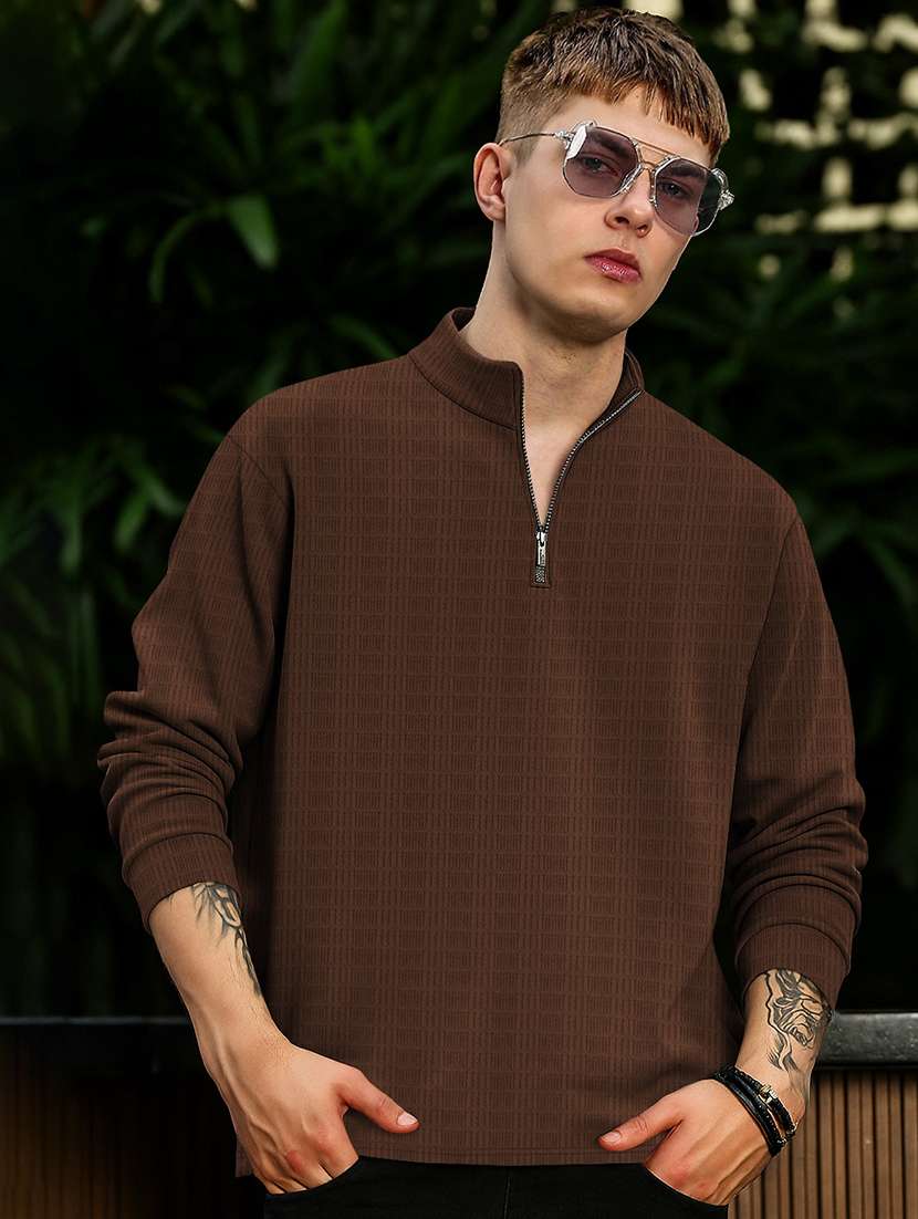 men self design long sleeve regular fit t-shirt