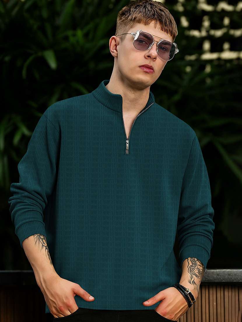 men self design long sleeve regular fit t-shirt