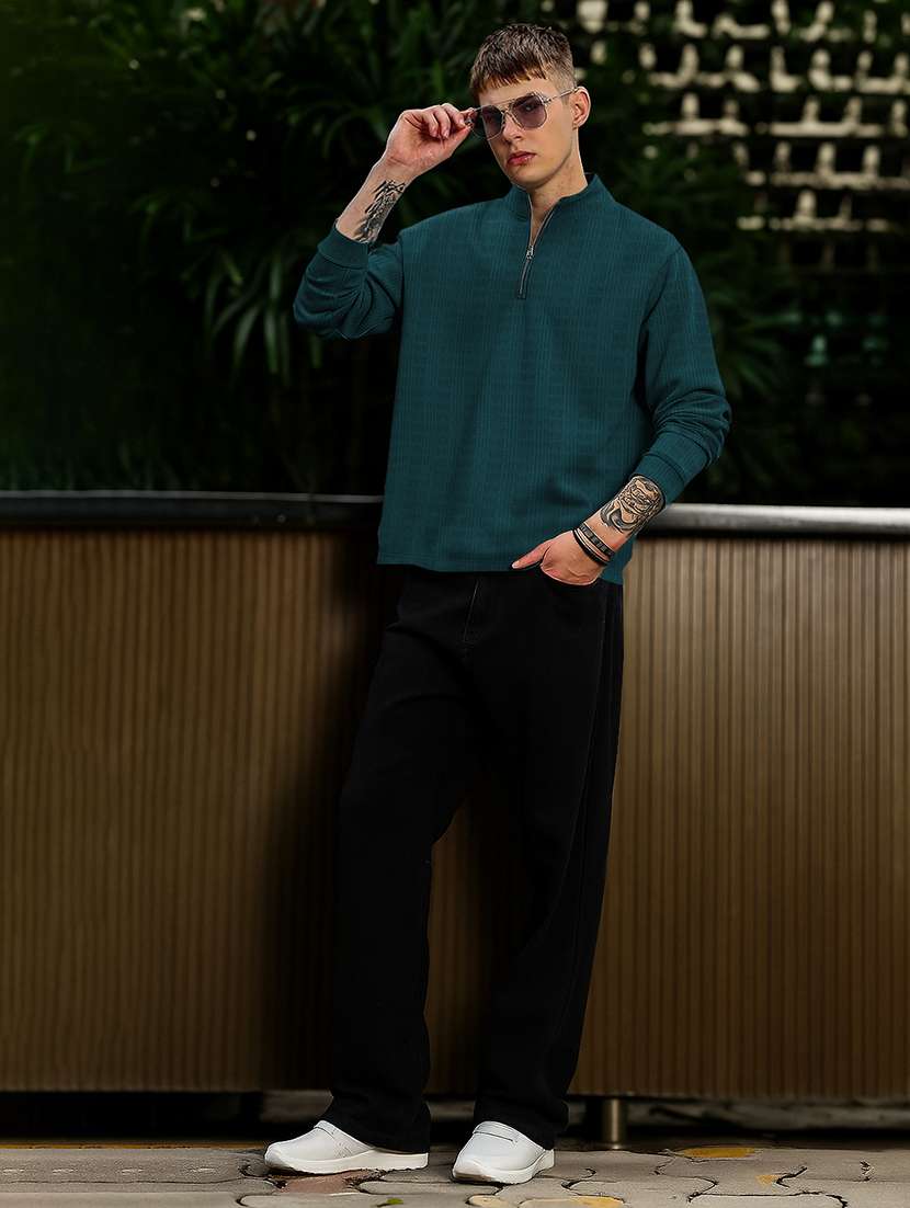 Men Self Design Long Sleeve Regular Fit T-shirt - 22590229 -  Standard Image - 3