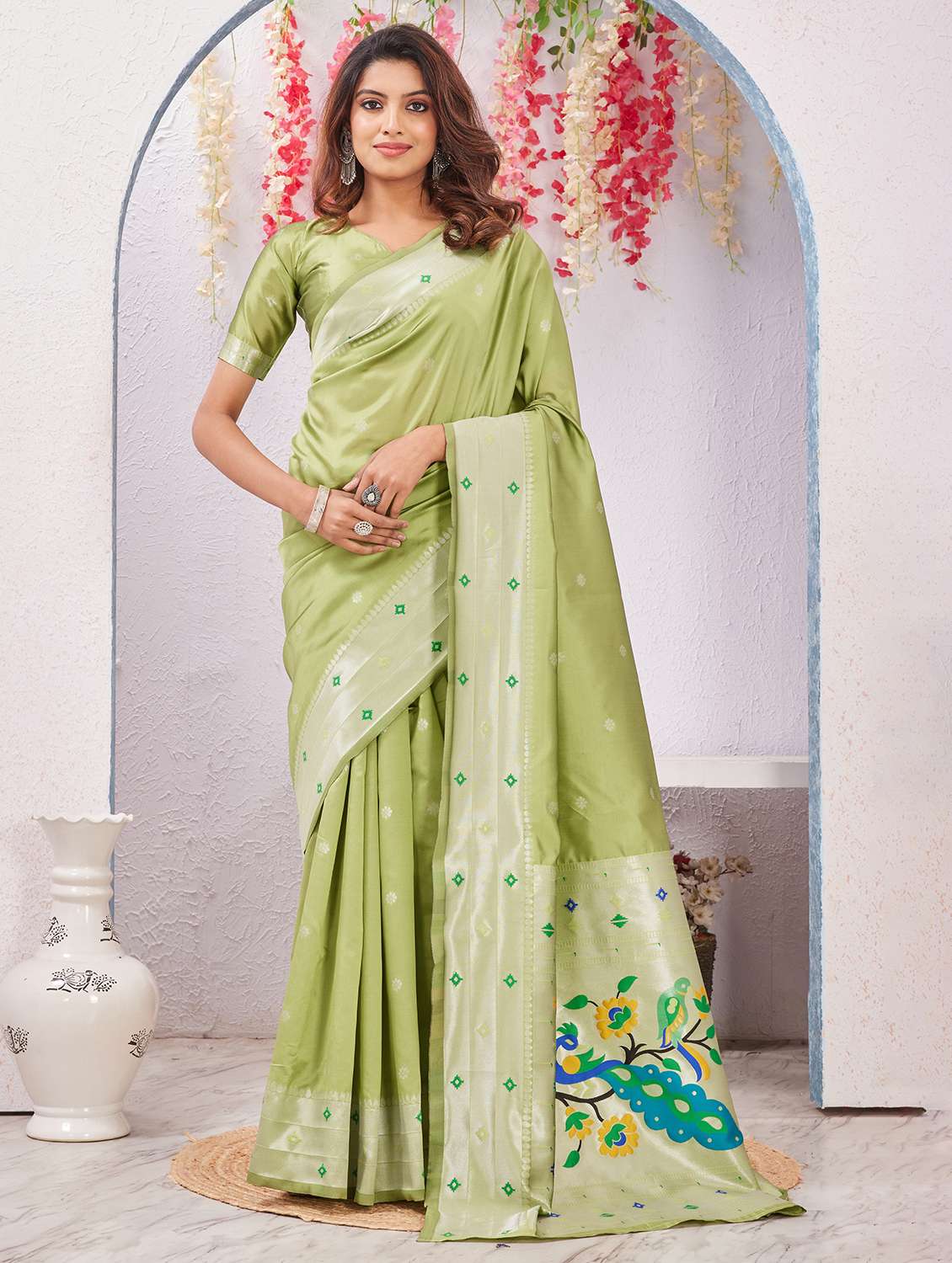 women self design paithani saree with blouse