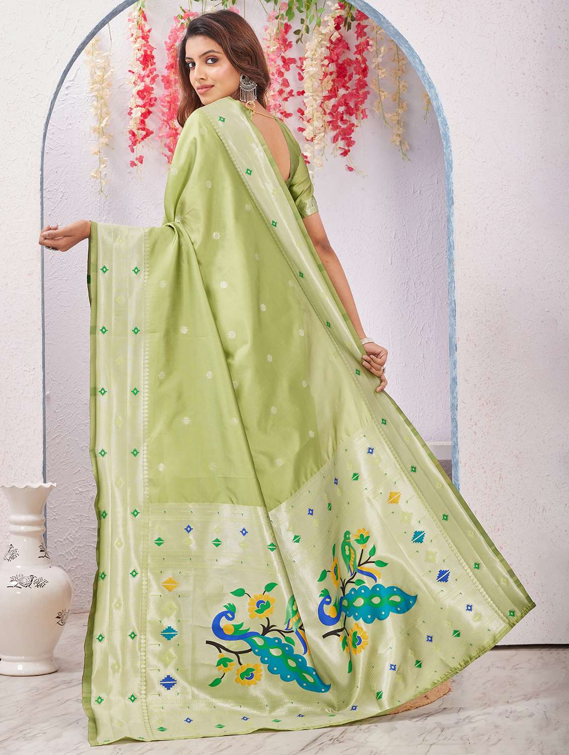 women self design paithani saree with blouse - 22590258 -  Standard Image - 3