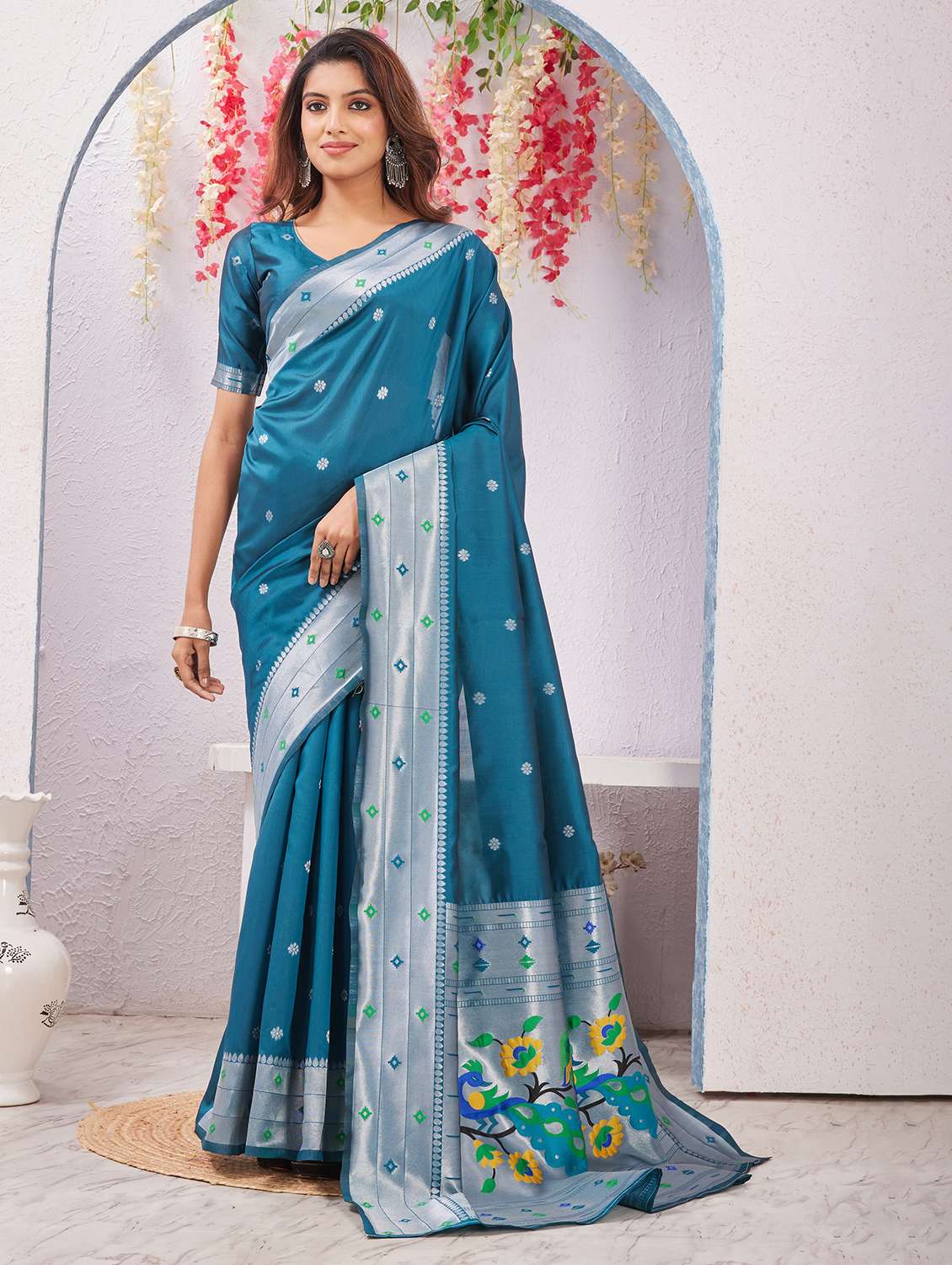 women self design paithani saree with blouse