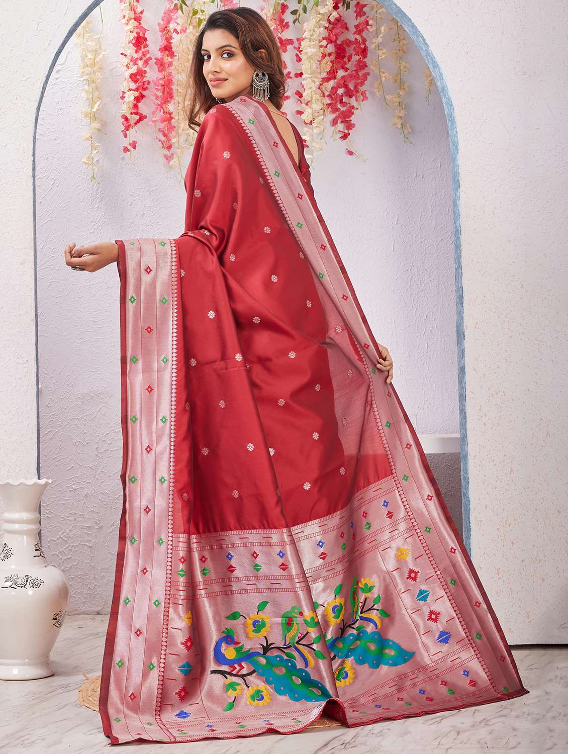 women self design paithani saree with blouse - 22590260 -  Standard Image - 3