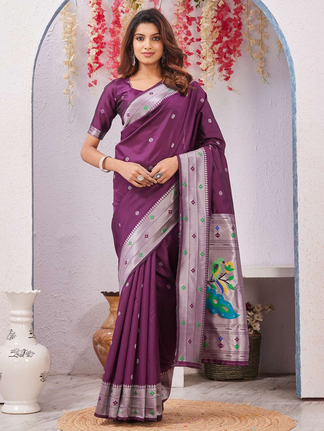 women self design paithani saree with blouse