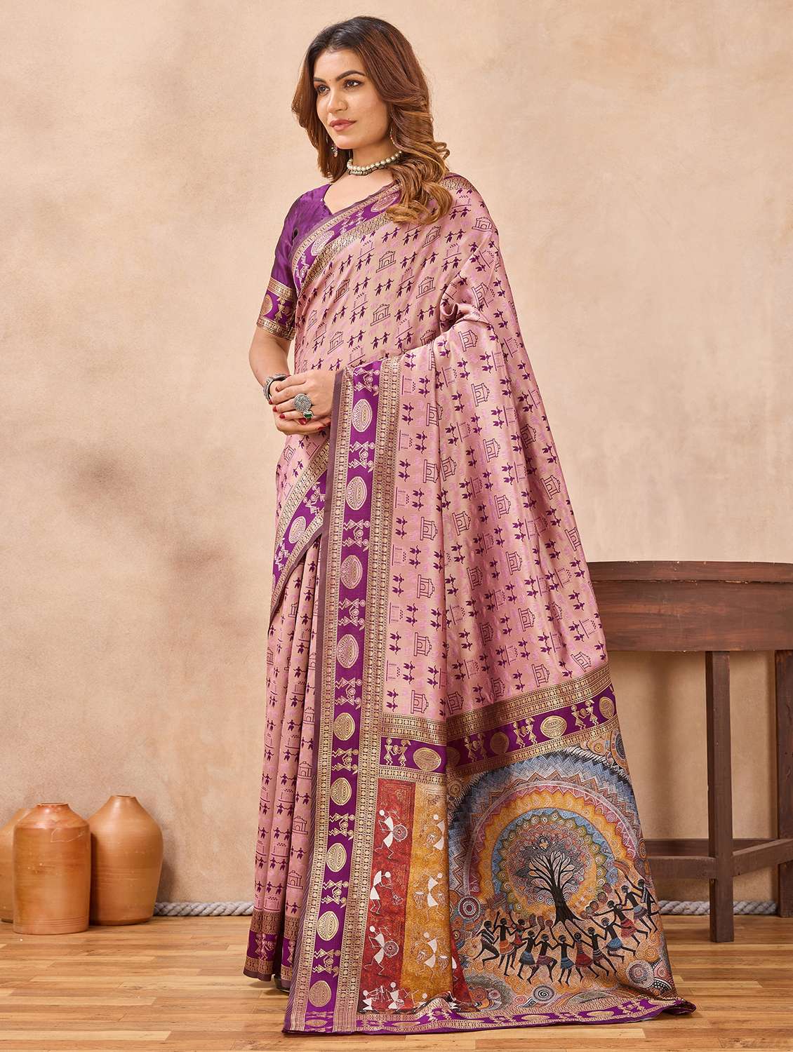 women self design bordered saree with blouse - 22590313 -  Standard Image - 3
