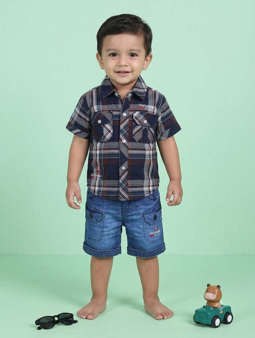 boys printed short sleeves shirt and shorts set