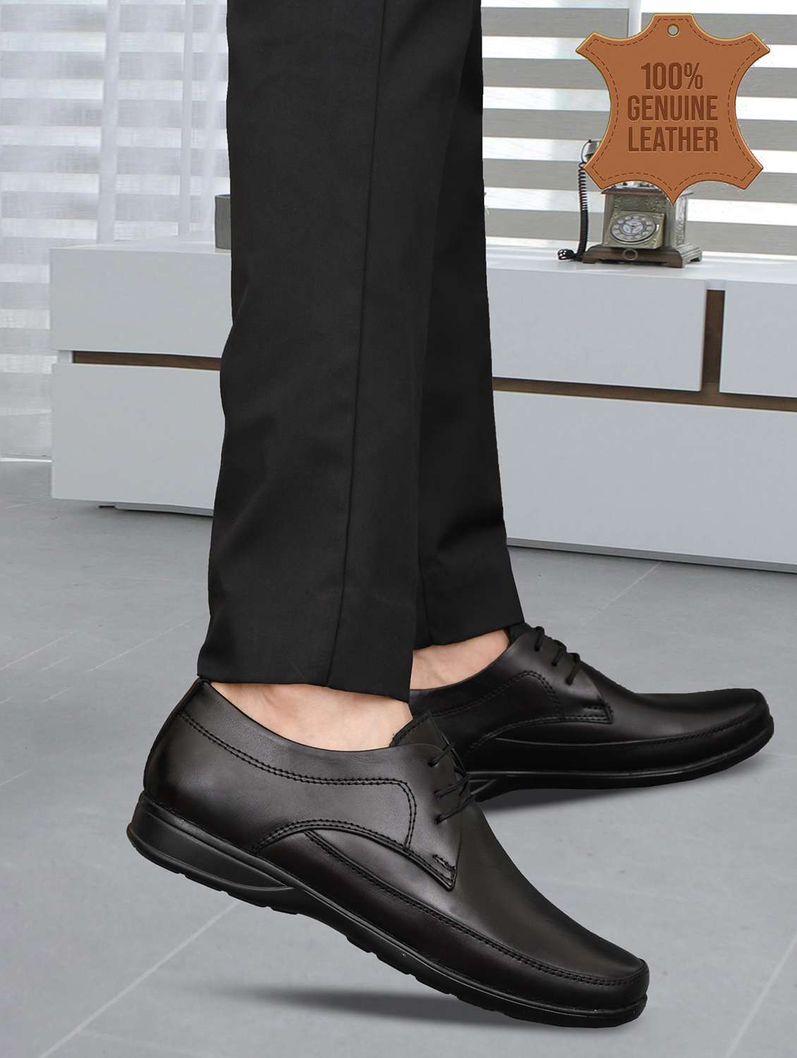 men solid lace up derby shoes - 22590327 -  Standard Image - 5