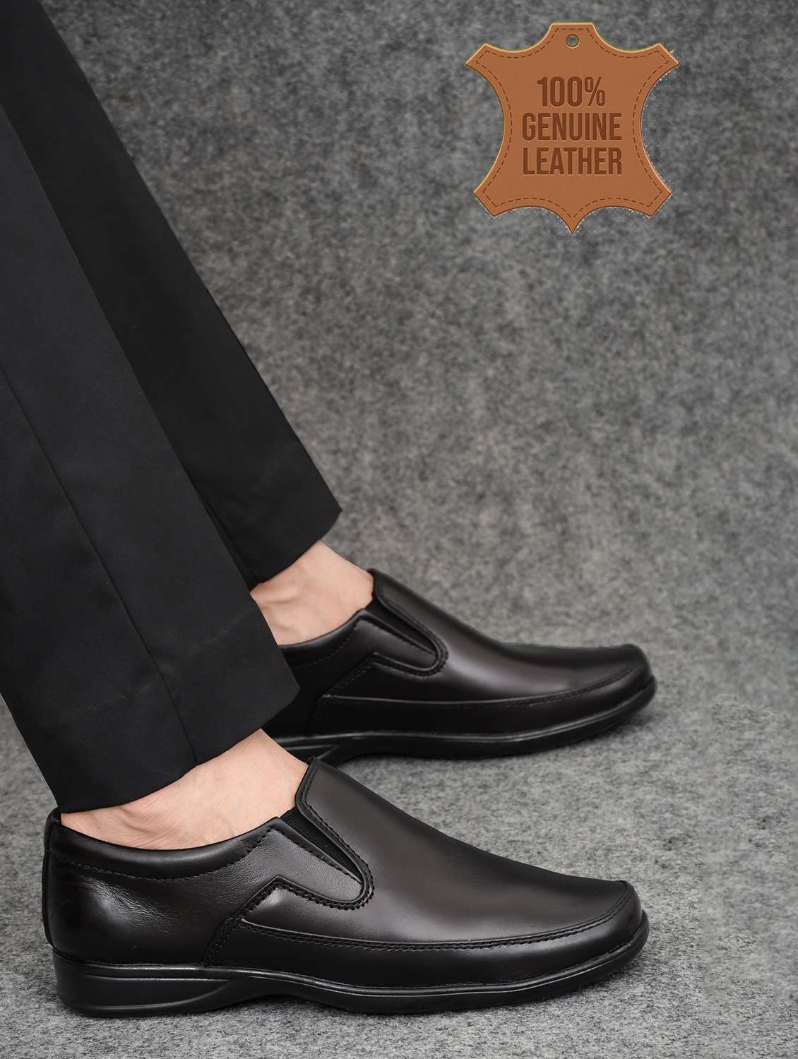 men solid slip on derby shoes - 22590328 -  Standard Image - 5